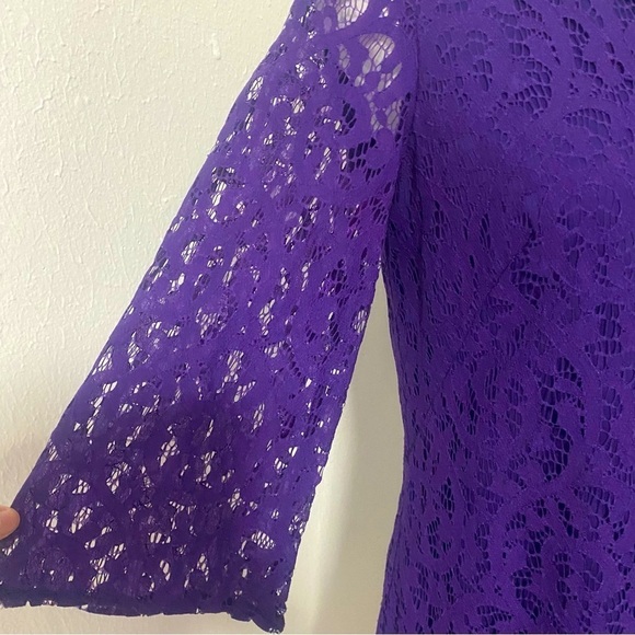 Nine West Womens Shift Dress Size 8 Lace with Inner Slip Knee Length Purple EUC - Picture 5 of 7